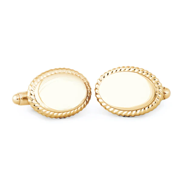 Oval Beaded Edge Cuff Links