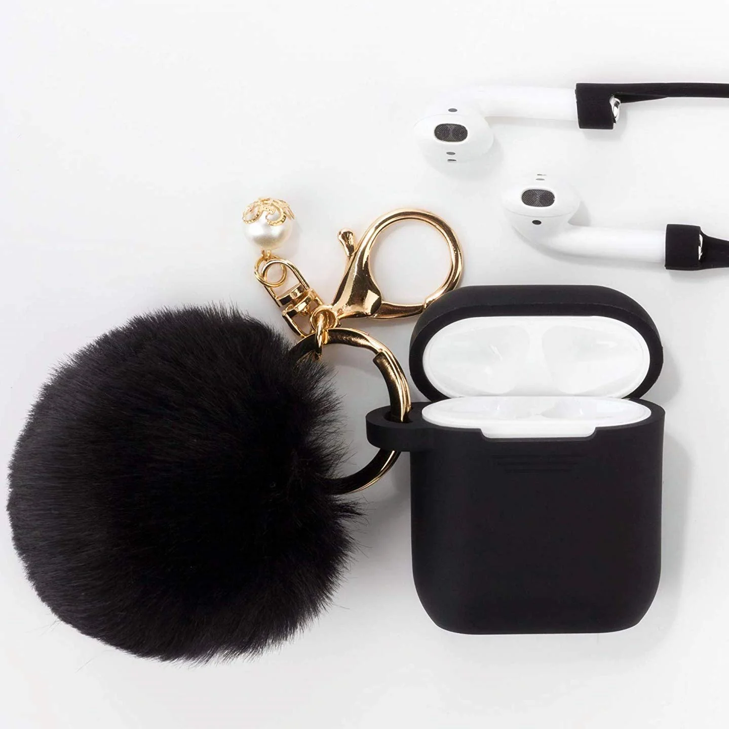 Fashion Case Protector With Decorative Pom Pom Fur Ball Compatible For Use With Apple AirPodsĀ® - Image 5