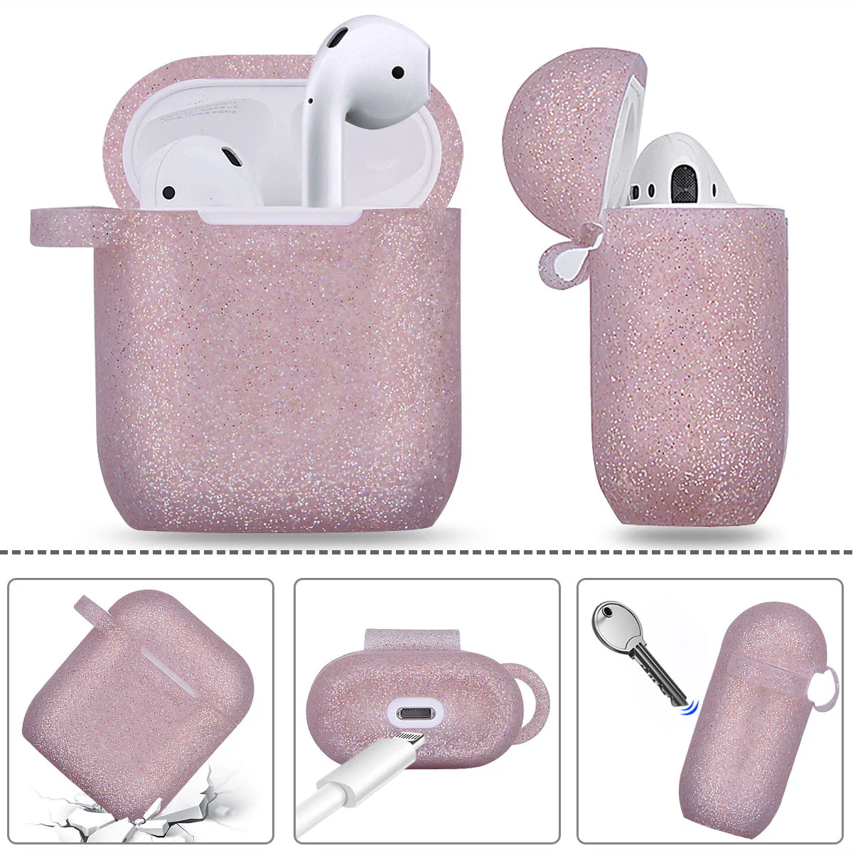 Fashion Case Protector With Decorative Bling Strap and Ball Compatible For Use With Apple AirPodsĀ® - Image 12