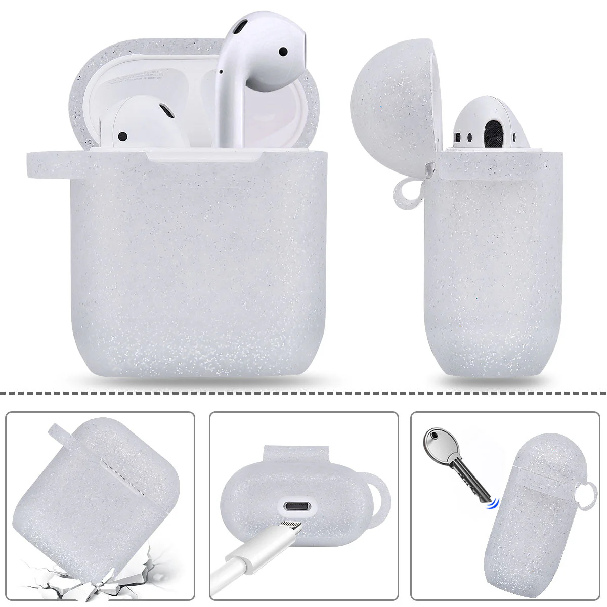 Fashion Case Protector With Decorative Bling Strap and Ball Compatible For Use With Apple AirPodsĀ® - Image 18