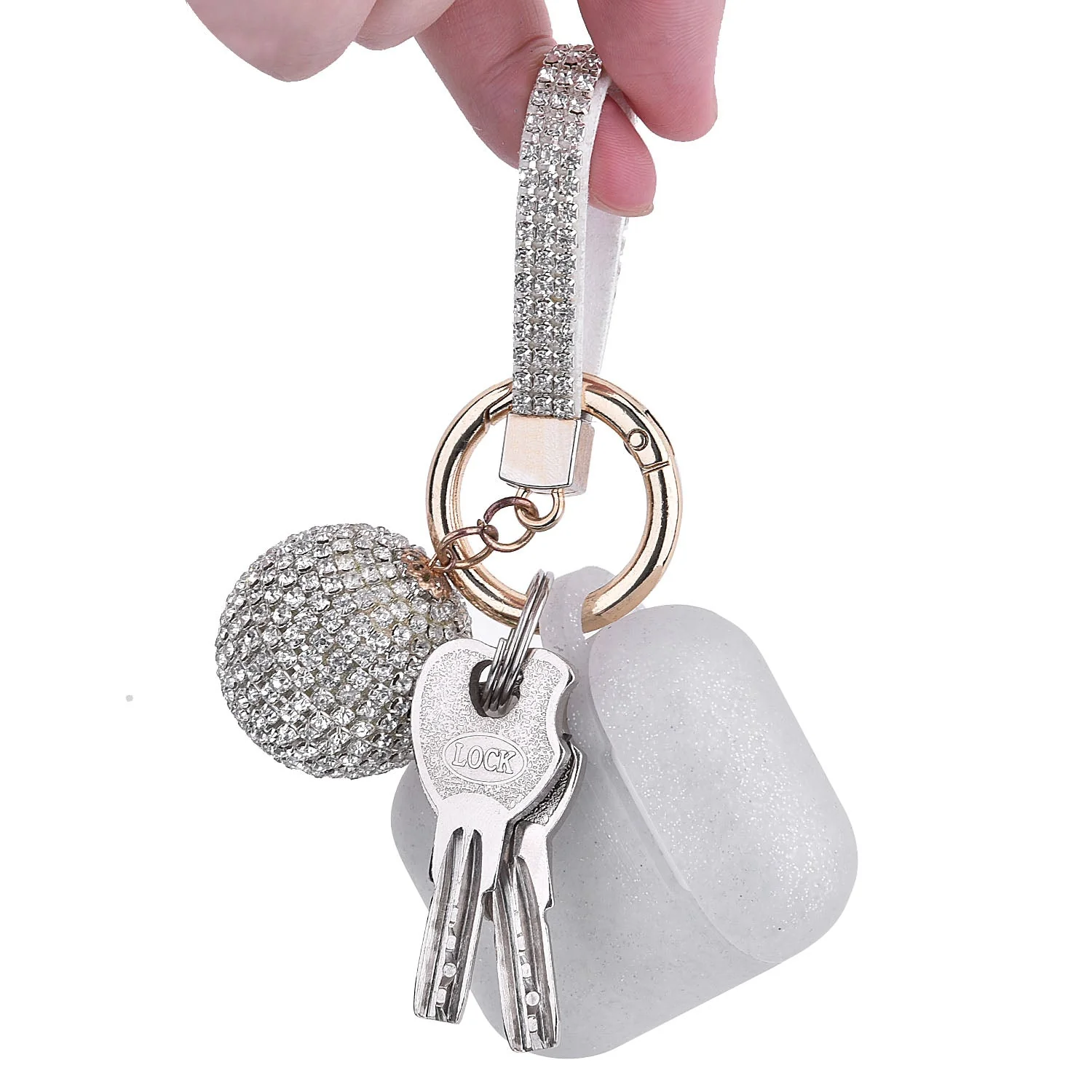 Fashion Case Protector With Decorative Bling Strap and Ball Compatible For Use With Apple AirPodsĀ® - Image 19