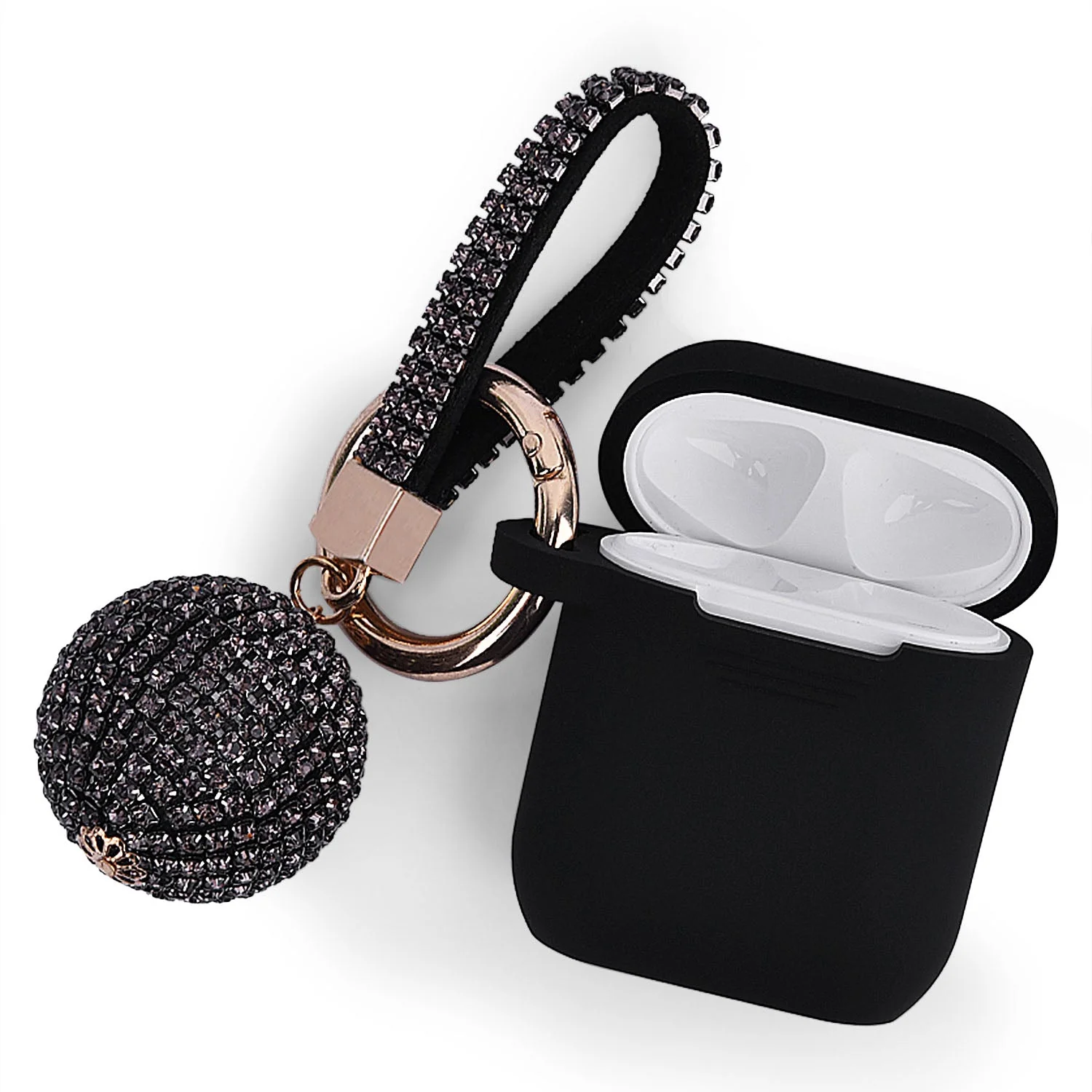 Fashion Case Protector With Decorative Bling Strap and Ball Compatible For Use With Apple AirPodsĀ® - Image 5