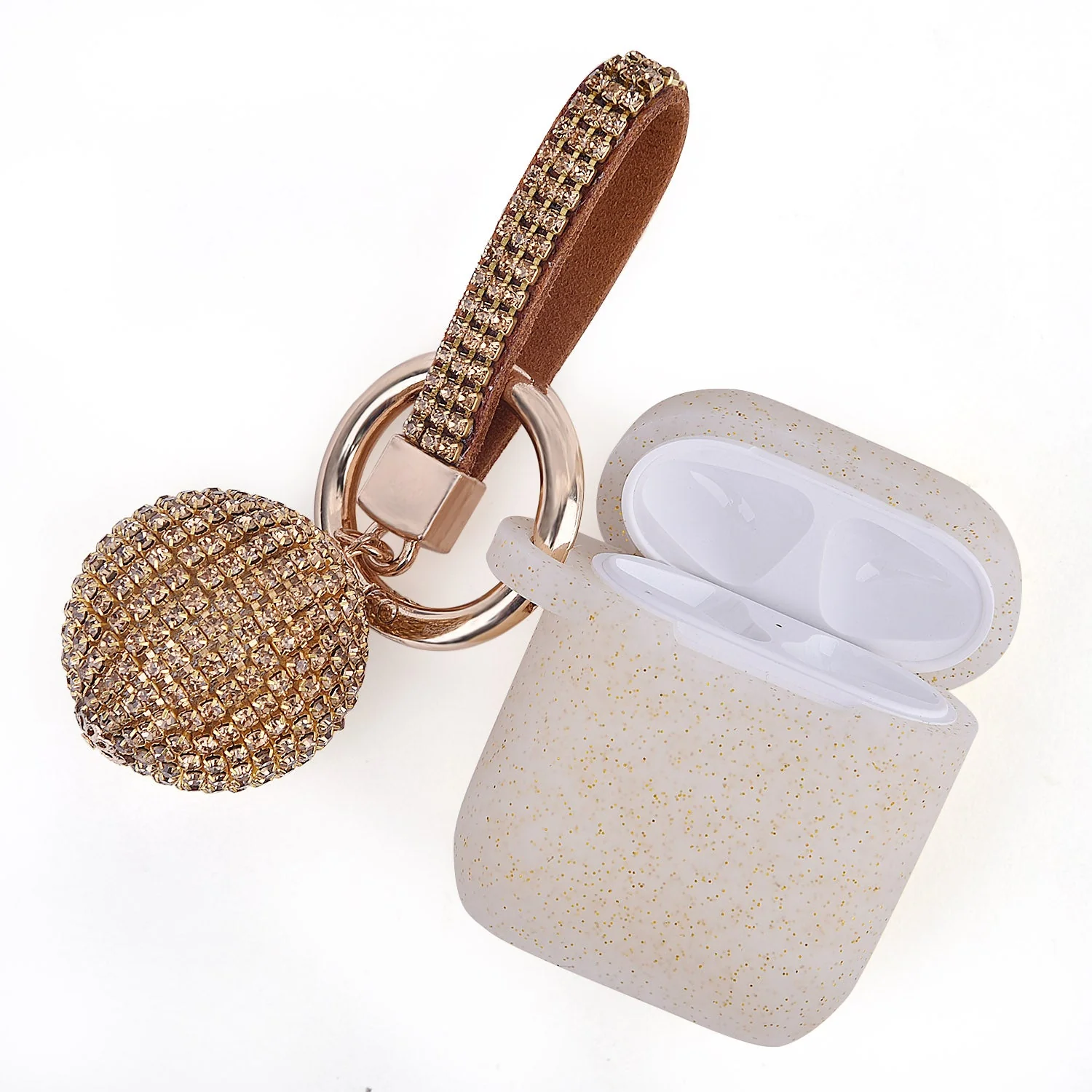 Fashion Case Protector With Decorative Bling Strap and Ball Compatible For Use With Apple AirPodsĀ® - Image 8