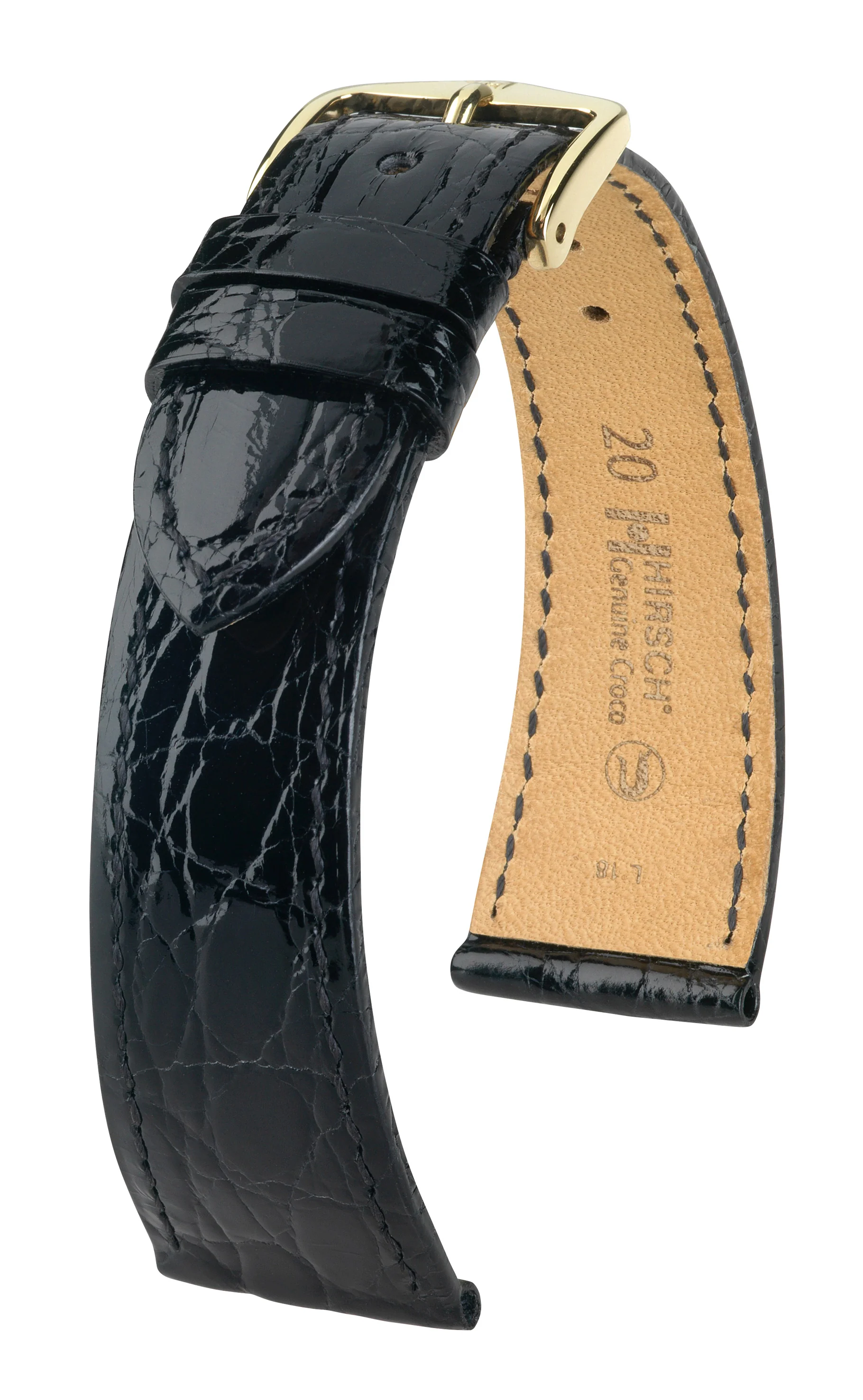 Ladies 13mm HIRSCH GENUINE CROCO Shiny Watch Strap 018 08 - Image 3