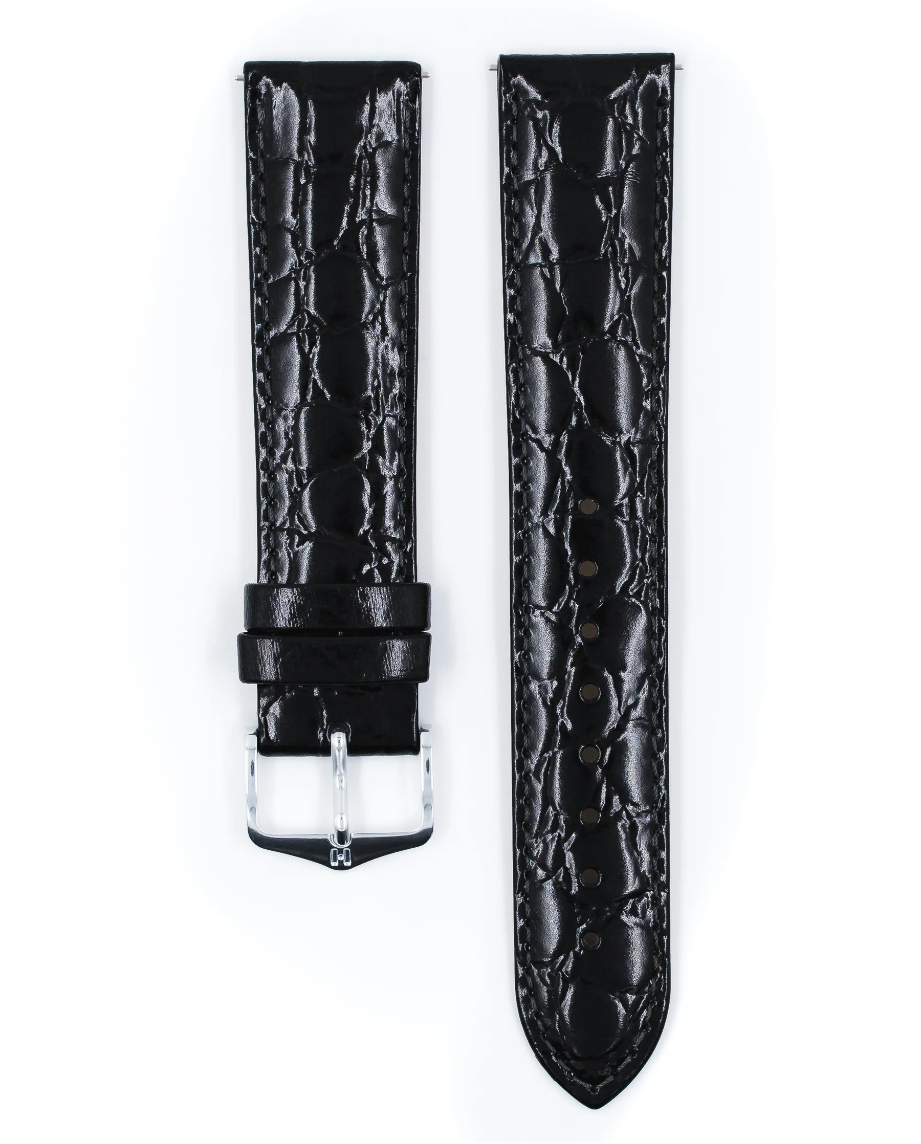Ladies HIRSCH CROCOGRAIN Crocodile Embossed Shiny Calfskin Watch Strap 1230 28 - Image 12