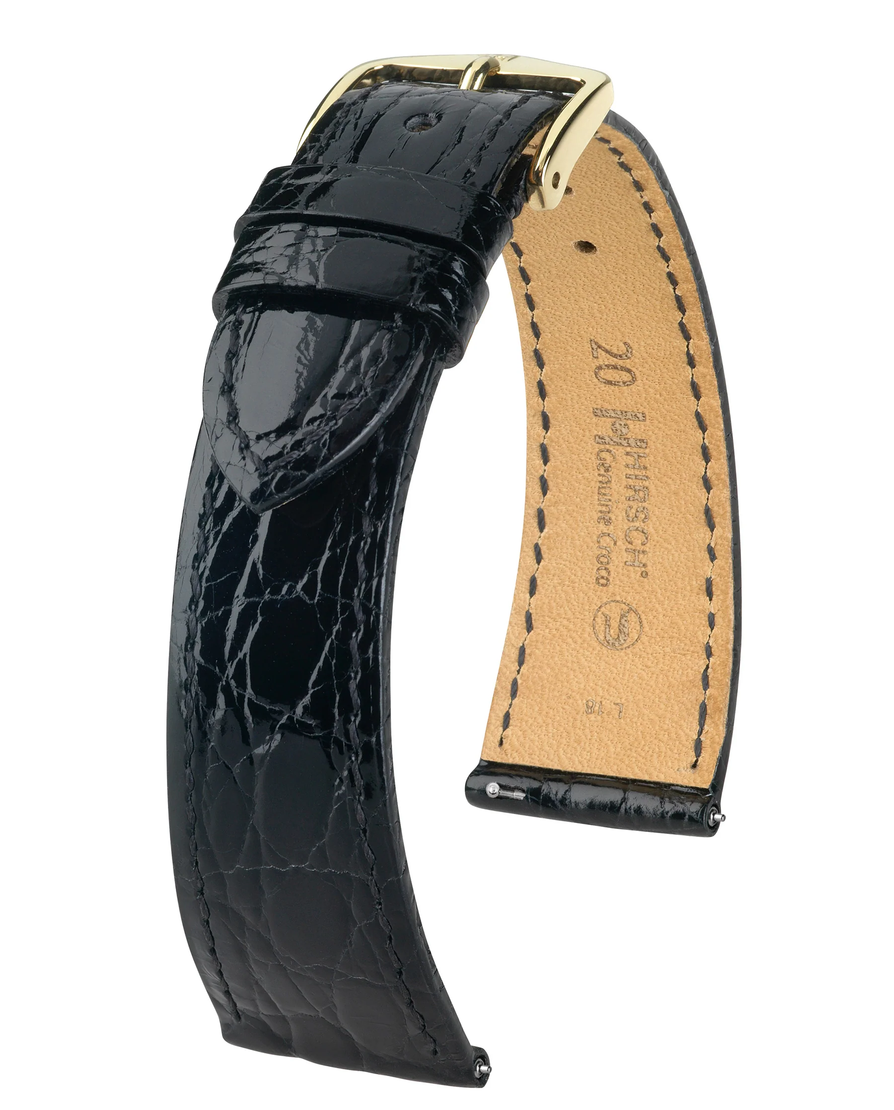 Ladies HIRSCH GENUINE CROCO Shiny Watch Strap 1890 08 - Image 3