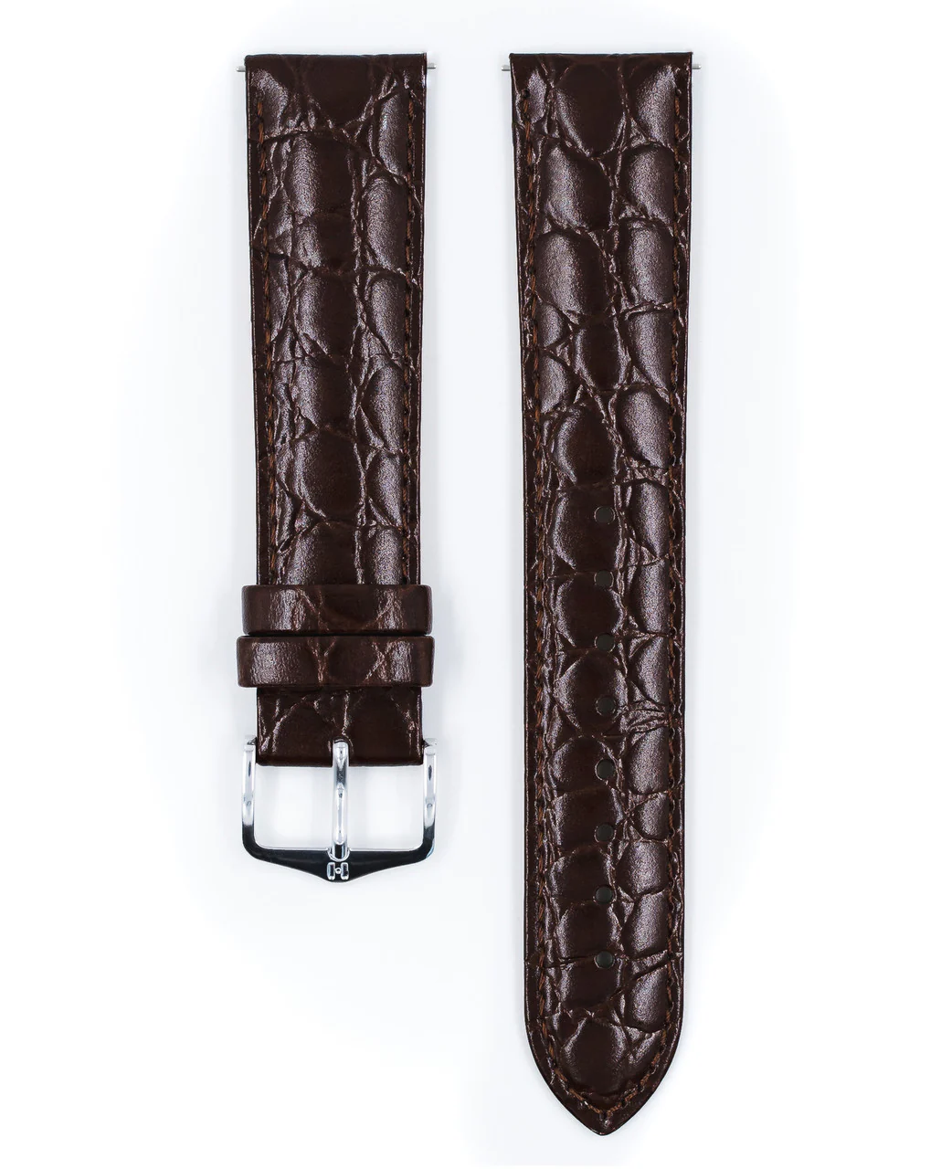 Men's HIRSCH CROCOGRAIN Crocodile Embossed Shiny Calfskin Watch Strap 1232 28 - Image 6