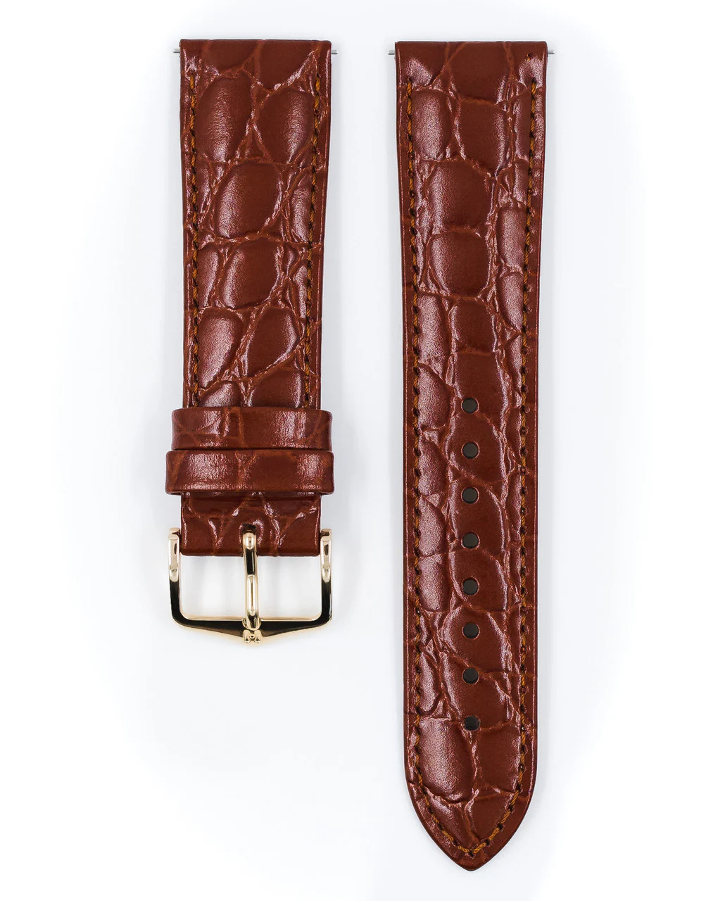 Men's HIRSCH CROCOGRAIN Crocodile Embossed Shiny Calfskin Watch Strap 1232 28 - Image 7