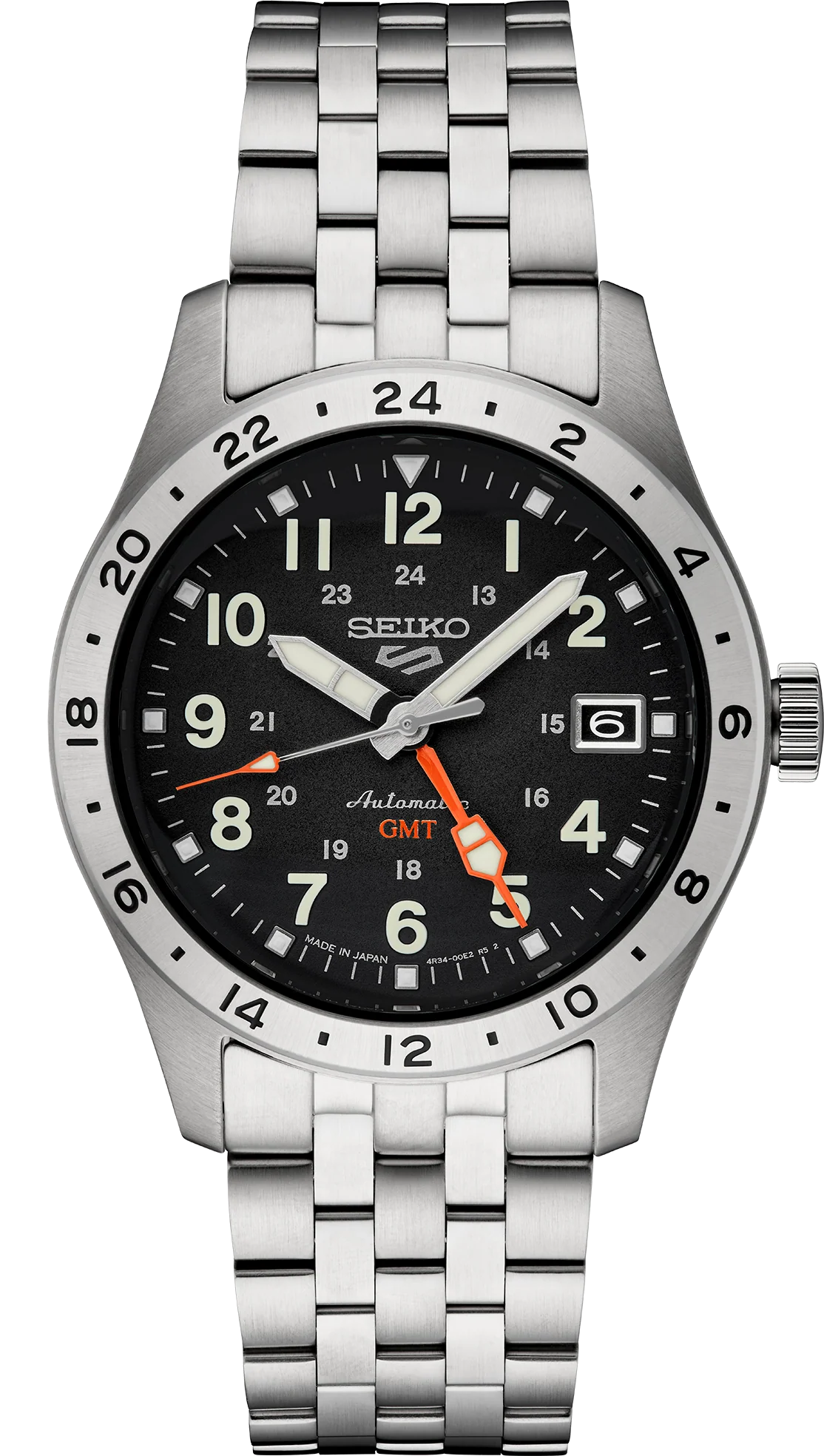 Seiko 5 Sports Automatic GMT Field Watch with Black Dial