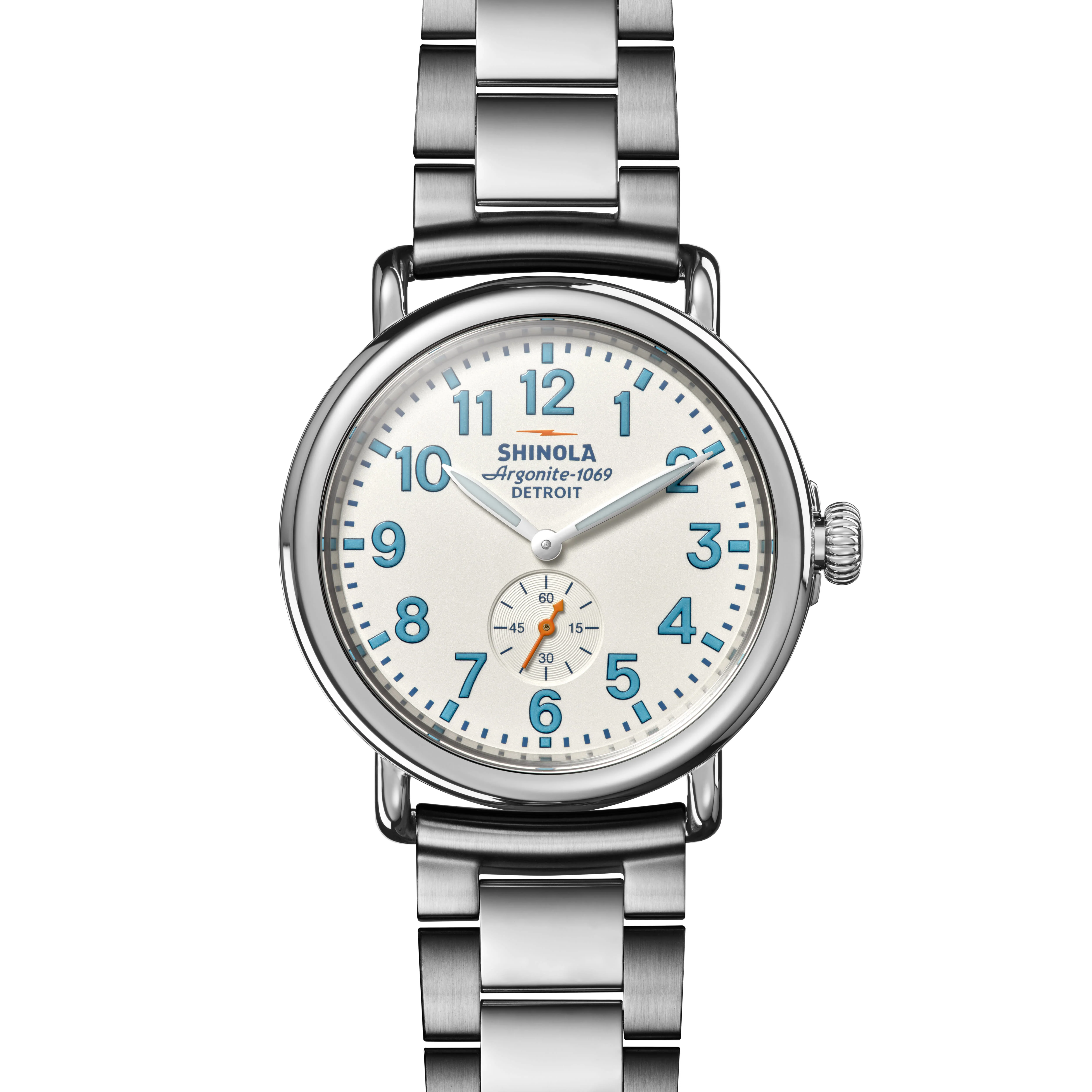 Shinola 41MM Runwell Velvet Alabaster with Blue Index Steel WatchÂ