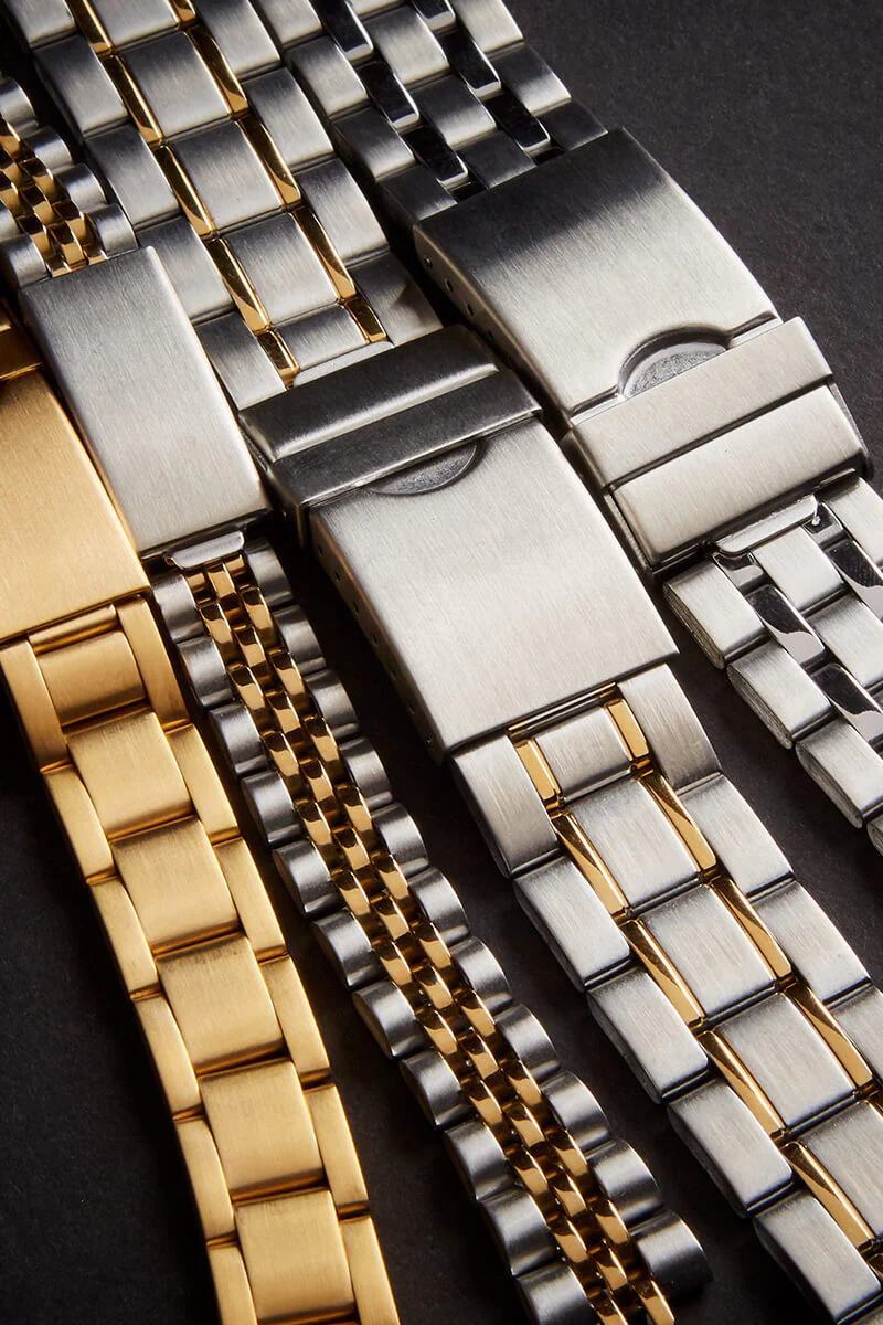 Ladies'  12-16MM Straight Adjustable End Wrapped Link Band in Dual Tone, Gold and Silver - Image 4