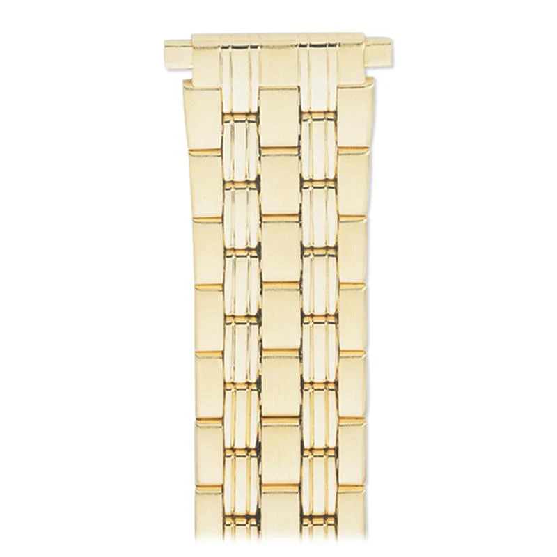 Men's 18-22MM Wrapped Link Straight Adjustable End Band with Removable Links for Sizing in Silver, Gold and Dual Tone